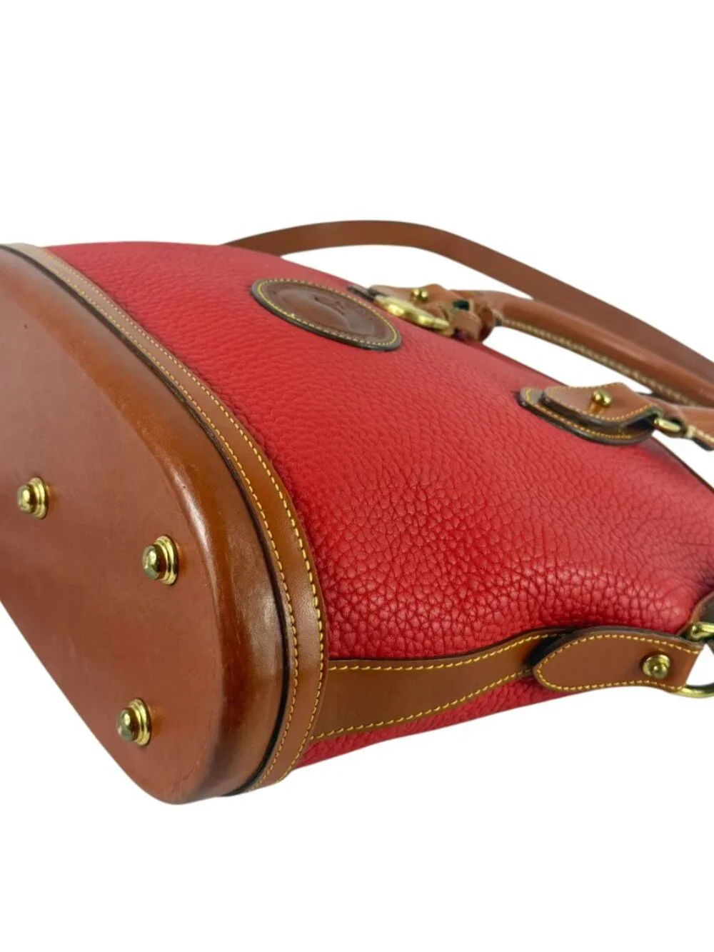 DOONEY & BOURKE Red Tan Leather Norfolk Satchel Crossbody Shoulder Bag